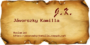 Jávorszky Kamilla névjegykártya
